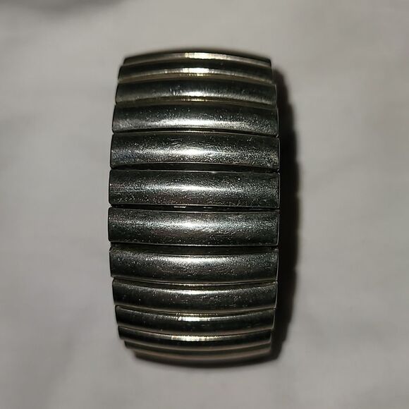 Lucida Industrial Thick Silver Metal Watch Expandable‎ Band White Abalone Face - Picture 4 of 10